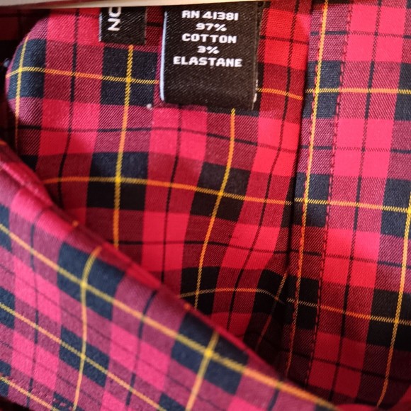 Lauren Ralph Lauren Red Plaid Slim Fit Non Iron Button Down Shirt Men 17 34/35 - Picture 10 of 10